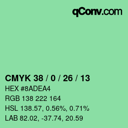カラーコード: CMYK 38 / 0 / 26 / 13 | qconv.com