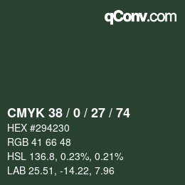 Código de color: CMYK 38 / 0 / 27 / 74 | qconv.com