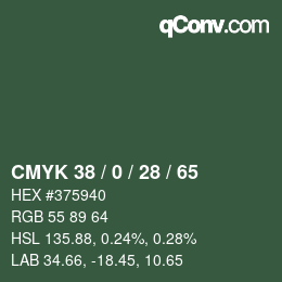 Color code: CMYK 38 / 0 / 28 / 65 | qconv.com