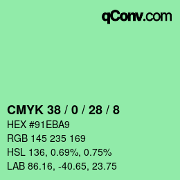 カラーコード: CMYK 38 / 0 / 28 / 8 | qconv.com