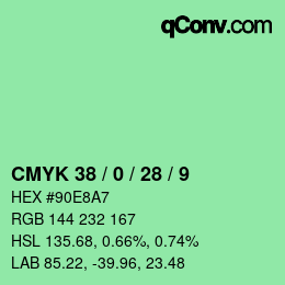 颜色代码: CMYK 38 / 0 / 28 / 9 | qconv.com