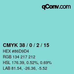 カラーコード: CMYK 38 / 0 / 2 / 15 | qconv.com