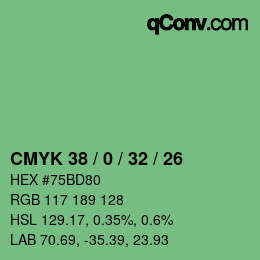 Farbcode: CMYK 38 / 0 / 32 / 26 | qconv.com