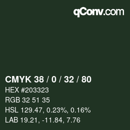 Color code: CMYK 38 / 0 / 32 / 80 | qconv.com