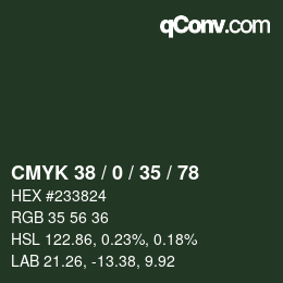カラーコード: CMYK 38 / 0 / 35 / 78 | qconv.com