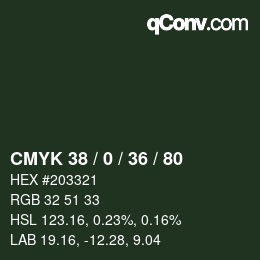 Color code: CMYK 38 / 0 / 36 / 80 | qconv.com