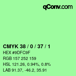カラーコード: CMYK 38 / 0 / 37 / 1 | qconv.com