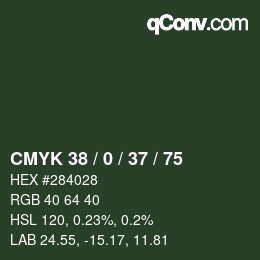 Color code: CMYK 38 / 0 / 37 / 75 | qconv.com