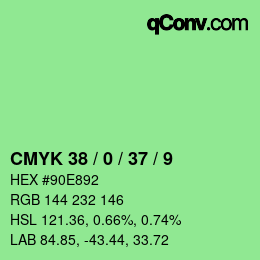 カラーコード: CMYK 38 / 0 / 37 / 9 | qconv.com