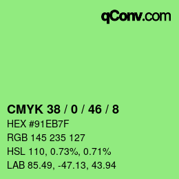 Farbcode: CMYK 38 / 0 / 46 / 8 | qconv.com