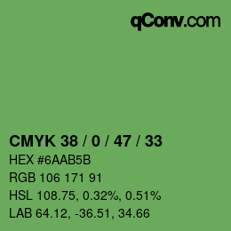 Color code: CMYK 38 / 0 / 47 / 33 | qconv.com