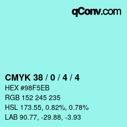 カラーコード: CMYK 38 / 0 / 4 / 4 | qconv.com