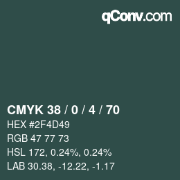 カラーコード: CMYK 38 / 0 / 4 / 70 | qconv.com