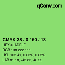 Color code: CMYK 38 / 0 / 50 / 13 | qconv.com