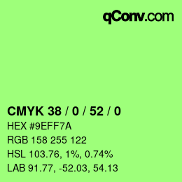 カラーコード: CMYK 38 / 0 / 52 / 0 | qconv.com