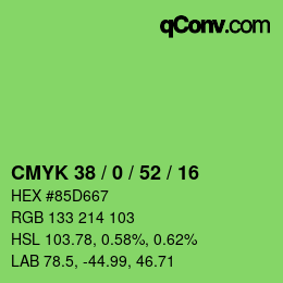 Color code: CMYK 38 / 0 / 52 / 16 | qconv.com