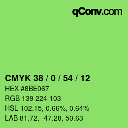 Farbcode: CMYK 38 / 0 / 54 / 12 | qconv.com