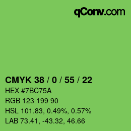 カラーコード: CMYK 38 / 0 / 55 / 22 | qconv.com