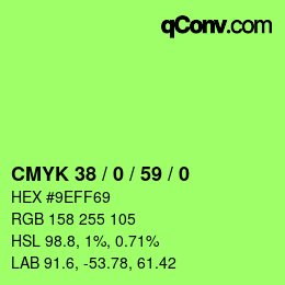 Farbcode: CMYK 38 / 0 / 59 / 0 | qconv.com
