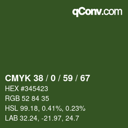 Color code: CMYK 38 / 0 / 59 / 67 | qconv.com