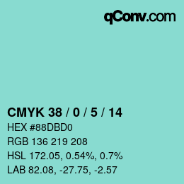 カラーコード: CMYK 38 / 0 / 5 / 14 | qconv.com