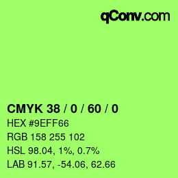 カラーコード: CMYK 38 / 0 / 60 / 0 | qconv.com