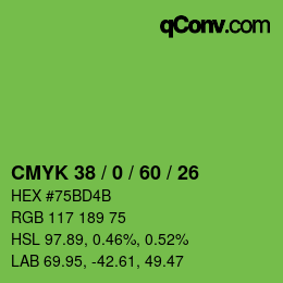 カラーコード: CMYK 38 / 0 / 60 / 26 | qconv.com