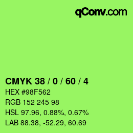カラーコード: CMYK 38 / 0 / 60 / 4 | qconv.com