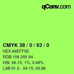 Farbcode: CMYK 38 / 0 / 63 / 0 | qconv.com