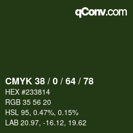 Color code: CMYK 38 / 0 / 64 / 78 | qconv.com