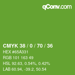 颜色代码: CMYK 38 / 0 / 70 / 36 | qconv.com
