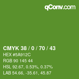 Farbcode: CMYK 38 / 0 / 70 / 43 | qconv.com