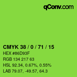 Color code: CMYK 38 / 0 / 71 / 15 | qconv.com