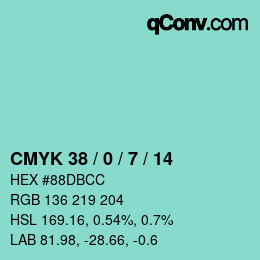 カラーコード: CMYK 38 / 0 / 7 / 14 | qconv.com