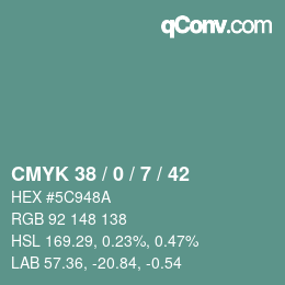 颜色代码: CMYK 38 / 0 / 7 / 42 | qconv.com