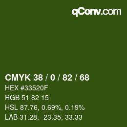 Color code: CMYK 38 / 0 / 82 / 68 | qconv.com