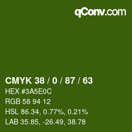 颜色代码: CMYK 38 / 0 / 87 / 63 | qconv.com