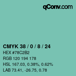 Color code: CMYK 38 / 0 / 8 / 24 | qconv.com