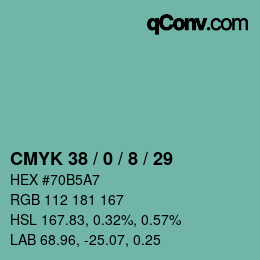 カラーコード: CMYK 38 / 0 / 8 / 29 | qconv.com