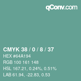 Color code: CMYK 38 / 0 / 8 / 37 | qconv.com