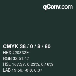 カラーコード: CMYK 38 / 0 / 8 / 80 | qconv.com
