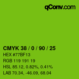 Color code: CMYK 38 / 0 / 90 / 25 | qconv.com