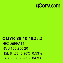 カラーコード: CMYK 38 / 0 / 92 / 2 | qconv.com