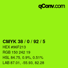 カラーコード: CMYK 38 / 0 / 92 / 5 | qconv.com