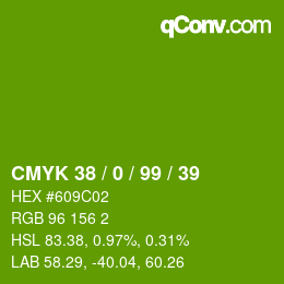 カラーコード: CMYK 38 / 0 / 99 / 39 | qconv.com