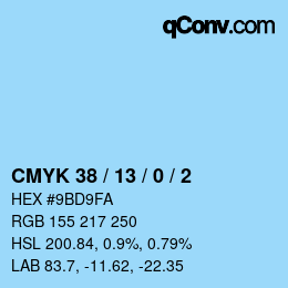 カラーコード: CMYK 38 / 13 / 0 / 2 | qconv.com