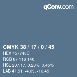 Color code: CMYK 38 / 17 / 0 / 45 | qconv.com