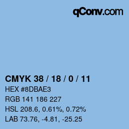 カラーコード: CMYK 38 / 18 / 0 / 11 | qconv.com
