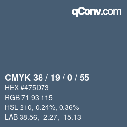 颜色代码: CMYK 38 / 19 / 0 / 55 | qconv.com