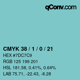 カラーコード: CMYK 38 / 1 / 0 / 21 | qconv.com